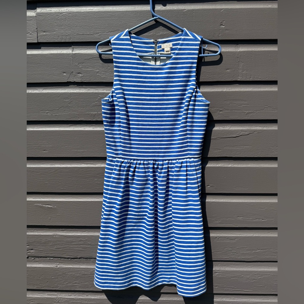J. Crew Blue and White Striped Dress